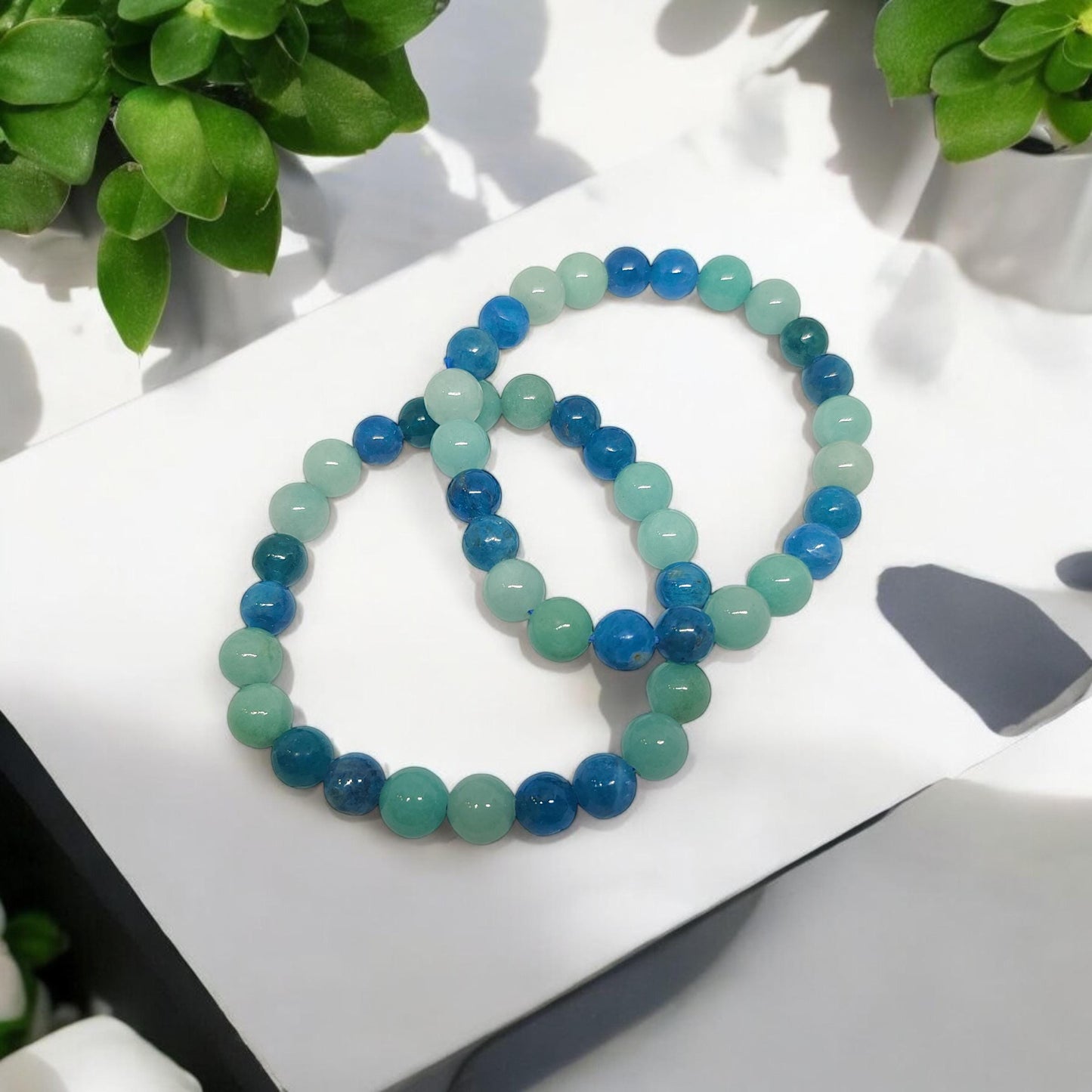 Blue Apatite and Amazonite Bracelet | Natural Healing Stones | Clarity & Communication | Adjustable Fit