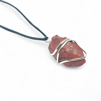 Raw Red Jasper Pendant | Handmade Wire Wrapped Necklace | Grounding and Protection Crystal | Energy & Strength Jewelry | The Crystal Cure