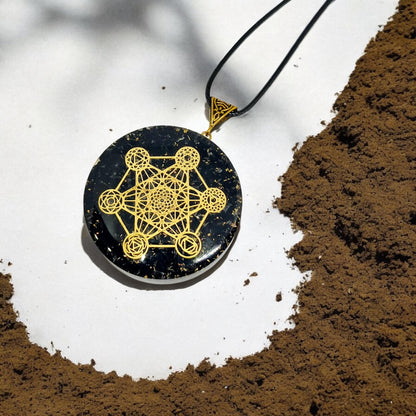 Black Tourmaline Orgonite Pendant | Metatron's Cube | EMF Protection Necklace | Chakra Healing Jewelry | Spiritual Energy Amplifier | Gift