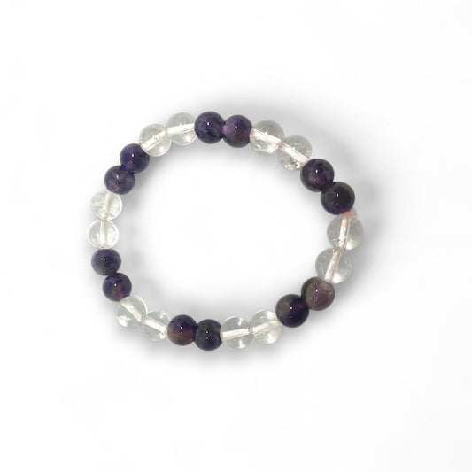 Amethyst & Clear Quartz Bracelet | Spiritual Growth | Stress Relief | Energy Amplifier | Healing Crystals