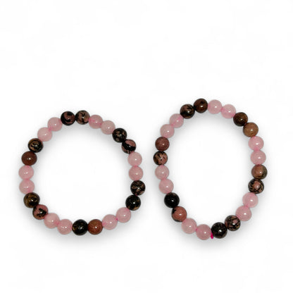 Rhodonite and Rose Quartz Bracelet | Healing Crystal Jewelry | Love & Emotional Balance