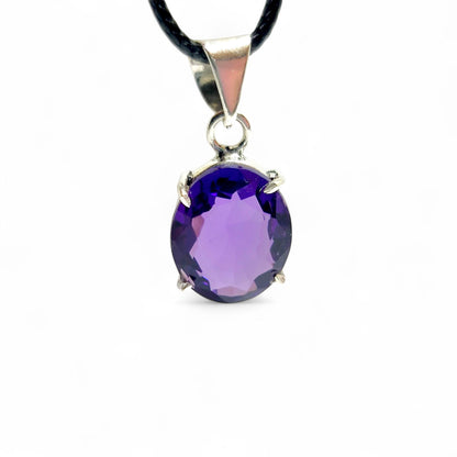 Oval Amethyst Pendant Necklace in German Silver | Purple Gemstone Jewelry | Healing Crystal Gift | Boho Chic Style | Unique Handmade Charm