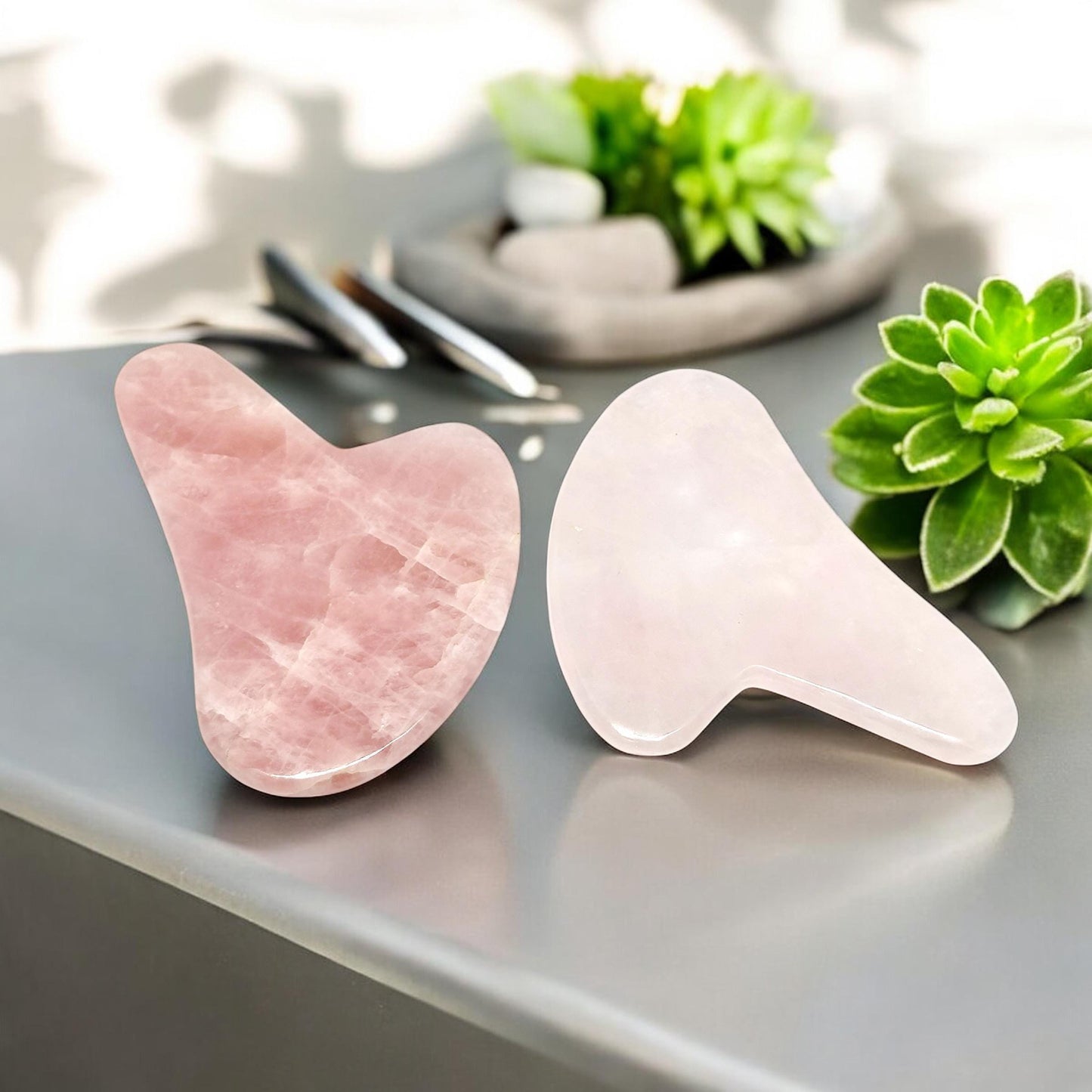 Rose Quartz Gua Sha Tool | Heart Chakra Healing Scraping Plate | Natural Crystal Facial Massage | Anti-Aging Skincare | Self-Love Ritual