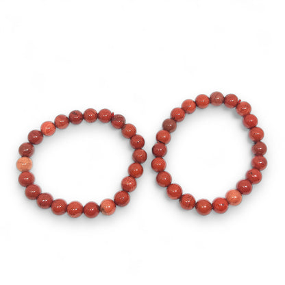 Red Jasper Bracelet | Natural Grounding Stone | Strength & Vitality | Adjustable Stretch Fit