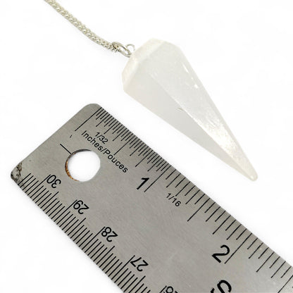 Selenite Faceted Pendulum | Crystal Dowsing Tool | Divination Instrument | Healing Stone | Meditation Aid | Spiritual Gift | Reiki Energy