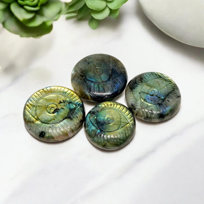 Flashy Labradorite Evil Eye Carved Bead | Protection Charm | Healing Crystal Jewelry Making | Unique Gift | Metaphysical Stone | Spiritual