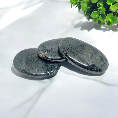 Hematite Worry Stone | Hand Polished Anxiety Relief Crystal | Grounding Palm Stone | Stress Relief Fidget Tool | EMF Protection | Thumb