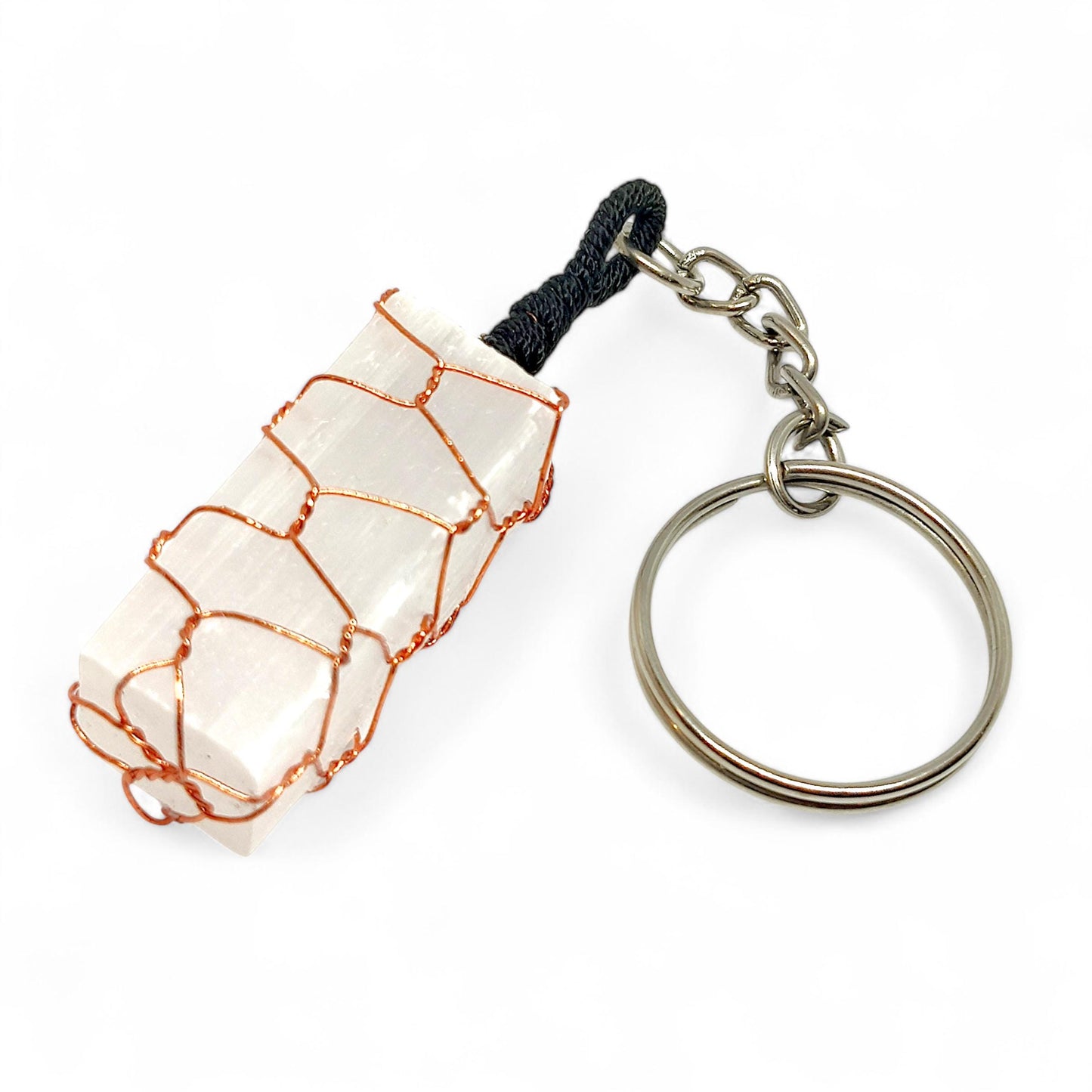 Selenite Crystal Keychain | Crystal Healing Keyring | Handmade Gemstone Accessory | Spiritual Gift | Natural Stone Decor | Unique Jewelry