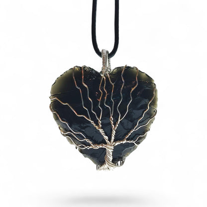 Raw Black Obsidian Heart Pendant | Wire Wrapped Crystal Necklace | Protection Amulet | Spiritual Jewelry | Handmade Gemstone Charm | Gift