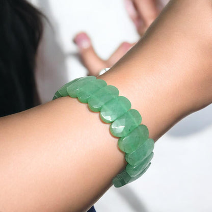 Green Aventurine Bracelet, Oval Faceted Gemstone, Prosperity Bracelet, Healing Crystal, Chakra Balancing, Luck Bracelet, Gift for Her