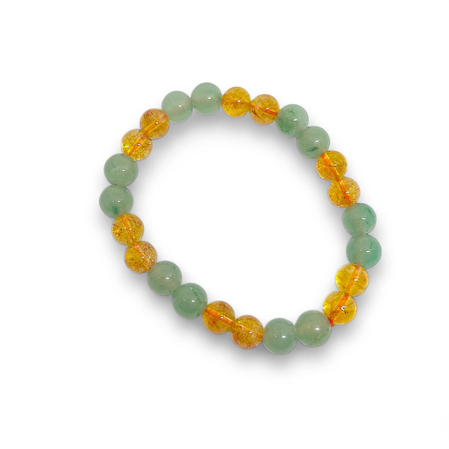 Green Aventurine and Citrine Bracelet | Prosperity & Luck | Natural Healing Stones | Stretch Fit