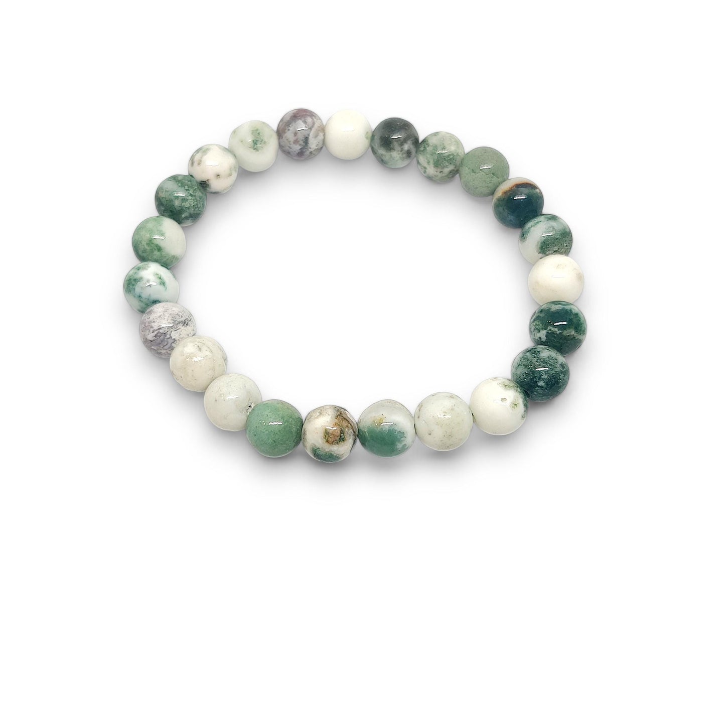 Tree Agate Bracelet | Natural Growth Stone | Inner Peace & Abundance | Adjustable Stretch Fit