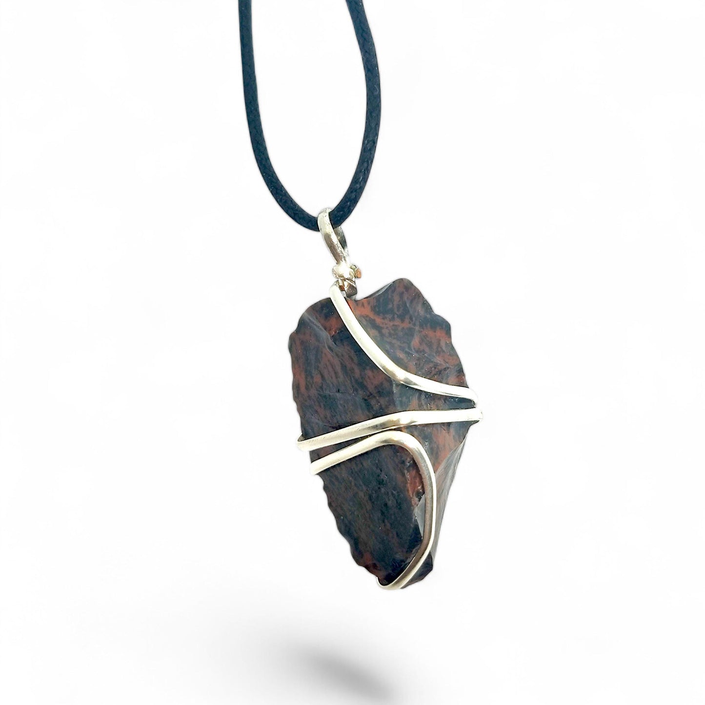 Raw Mahogany Obsidian Pendant | Natural Healing Stone Necklace | Grounding & Protection Crystal | Handmade Wire Wrapped Jewelry | Spiritual