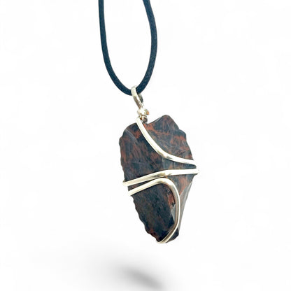 Raw Mahogany Obsidian Pendant | Natural Healing Stone Necklace | Grounding & Protection Crystal | Handmade Wire Wrapped Jewelry | Spiritual