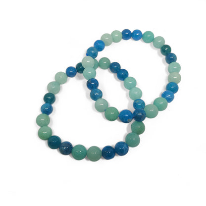 Blue Apatite and Amazonite Bracelet | Natural Healing Stones | Clarity & Communication | Adjustable Fit