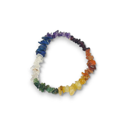 Seven Chakra Chips Bracelet | Healing Crystal Jewelry | Amethyst, Lapis, Clear Quartz, Green Aventurine, Citrine, Carnelian, Garnet | Reiki