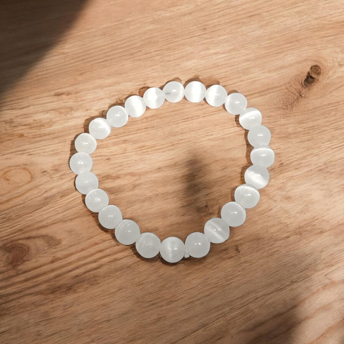 Selenite Bracelet | Natural Cleansing Crystal | Spiritual Clarity | Adjustable Stretch Fit | Selenite Beads Bracelet Gemstone | Balancing