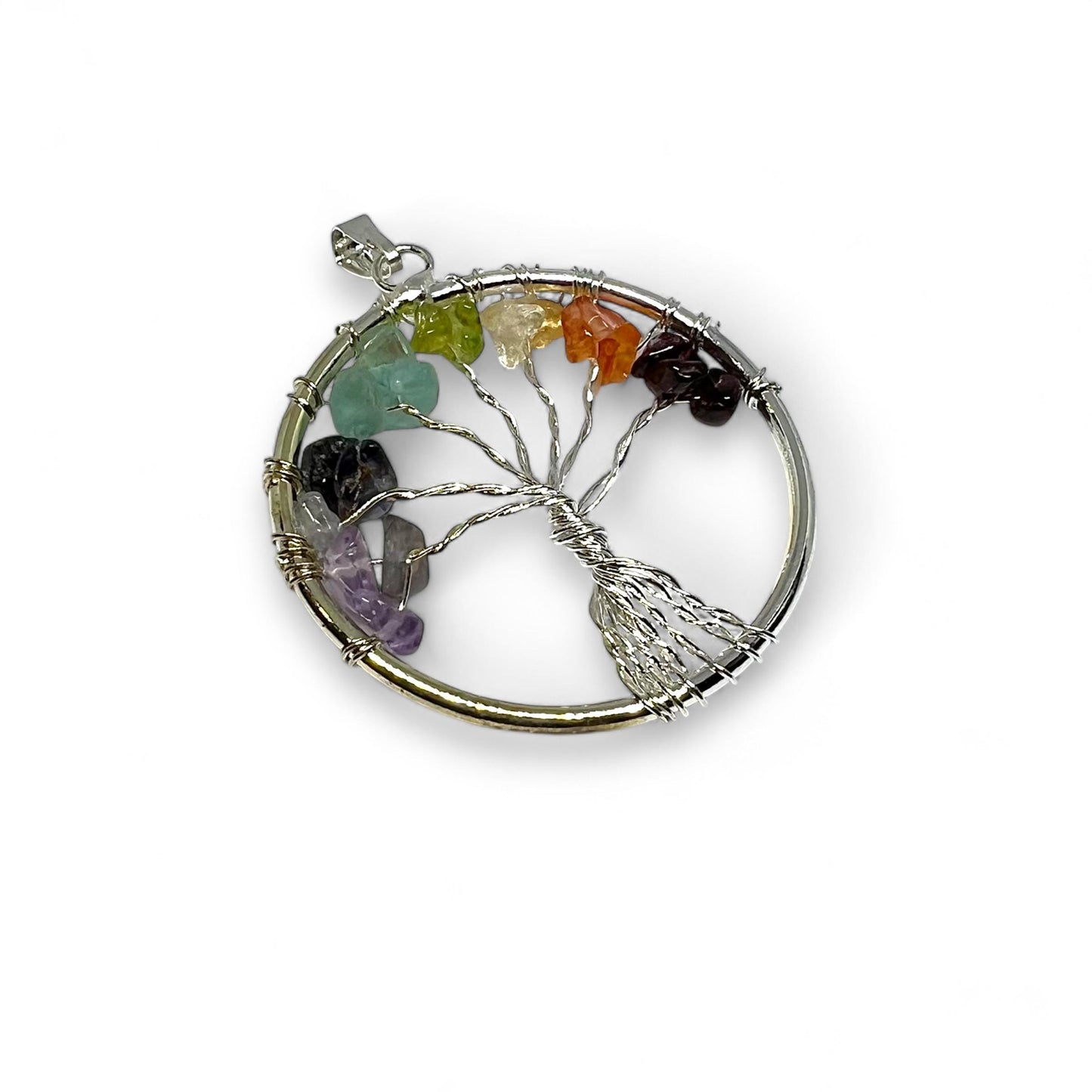 Seven Chakra Tree of Life Pendant Necklace | Healing Crystal Jewelry | Handmade Spiritual Gift | Reiki Energy Balancing | Meditation