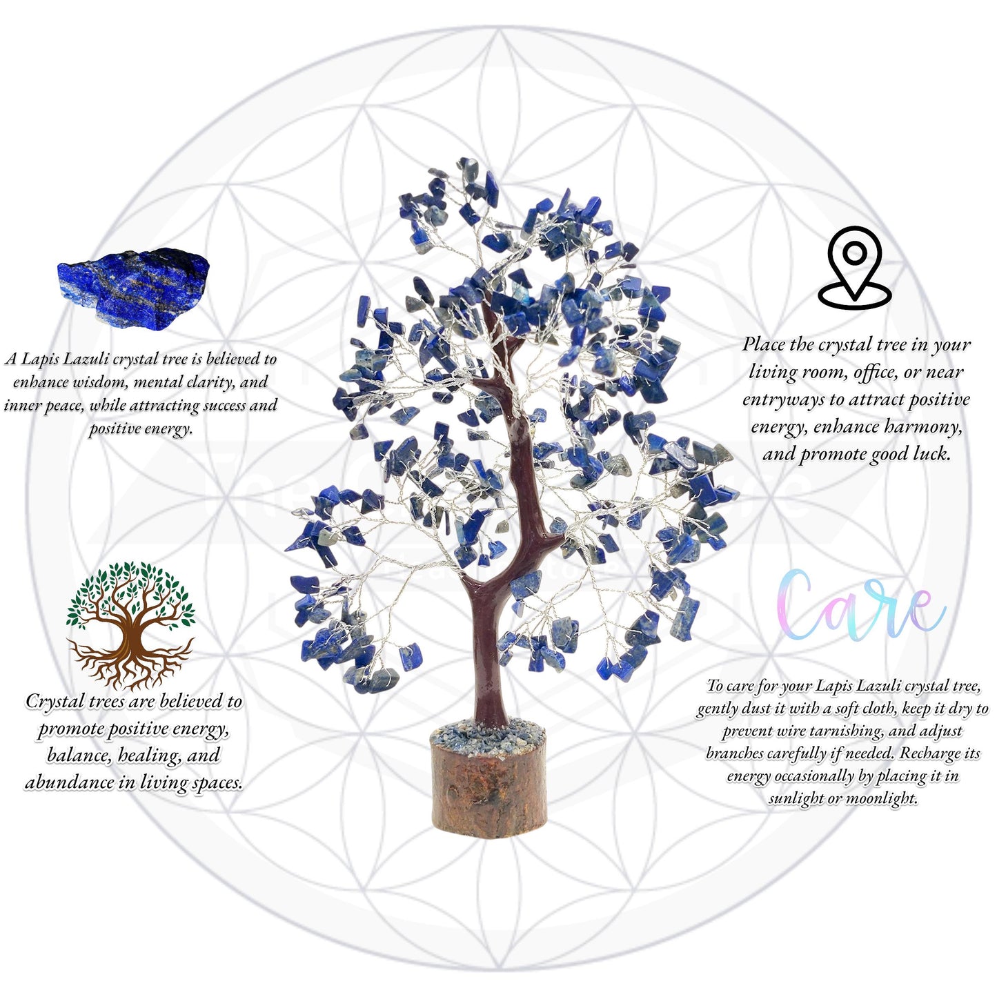 Lapis Lazuli Crystal Bonsai Tree | Handcrafted Gemstone Tree of Life | Wisdom & Inner Truth Decor | Third Eye Chakra Activator | Christmas