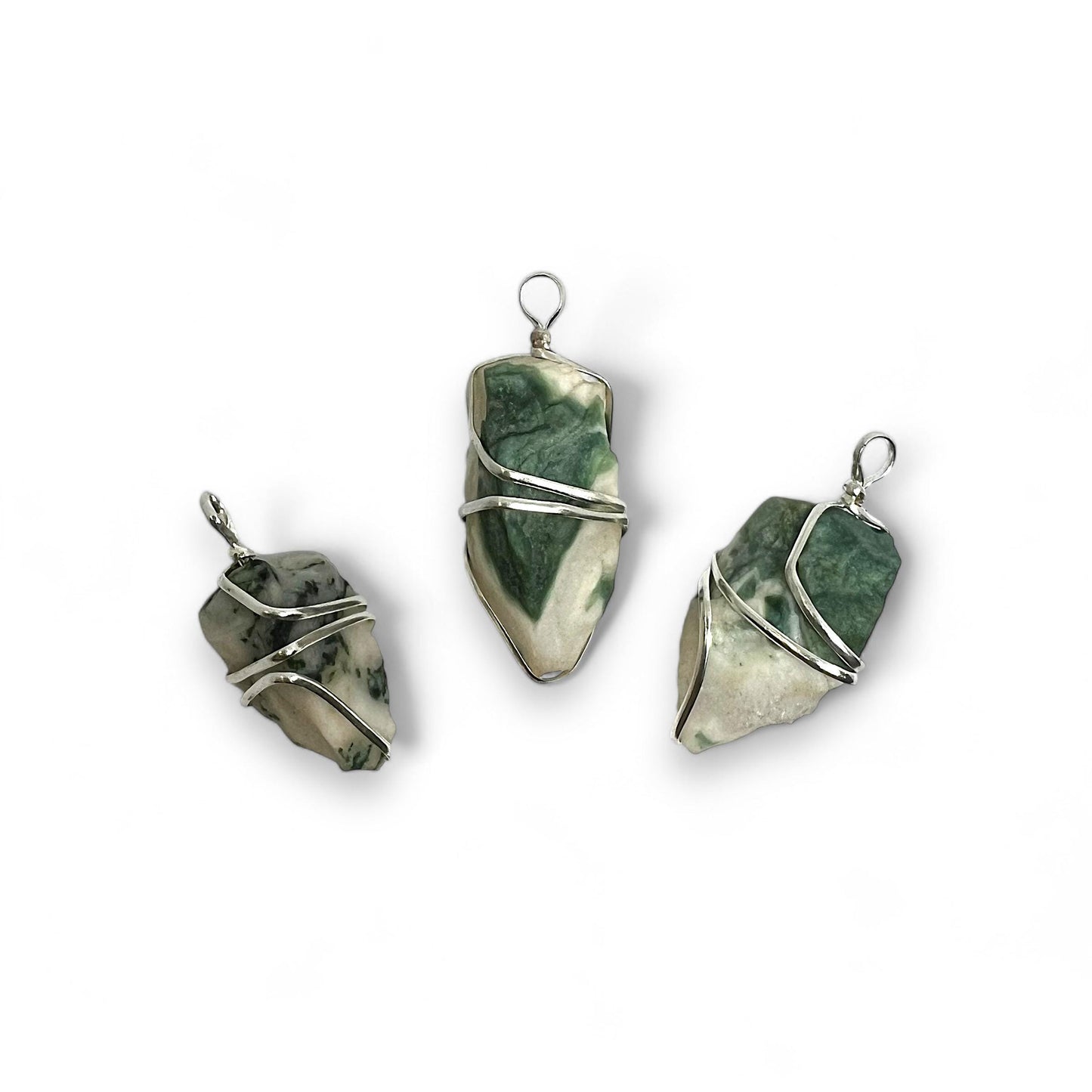 Raw Moss Agate Wire Wrapped Pendant | Nature-Inspired Necklace | Healing Crystal Jewelry