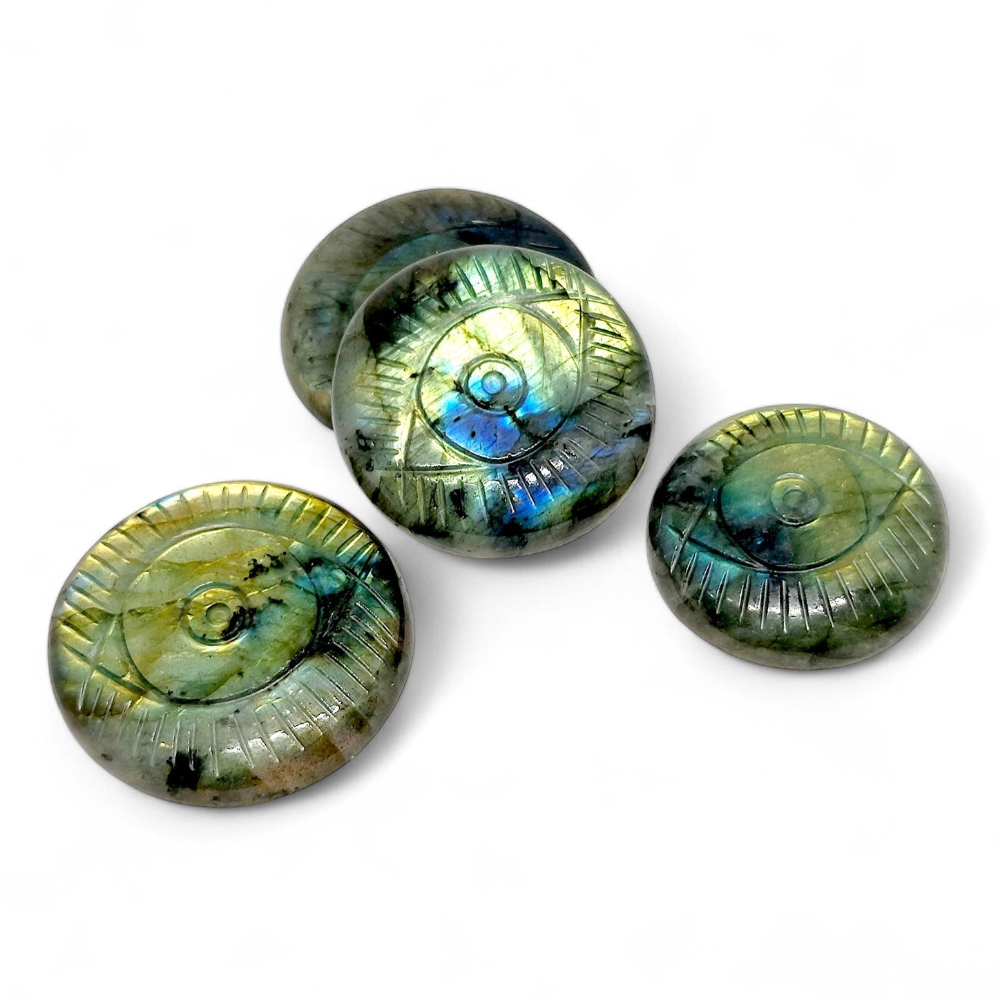 Flashy Labradorite Evil Eye Carved Bead | Protection Charm | Healing Crystal Jewelry Making | Unique Gift | Metaphysical Stone | Spiritual