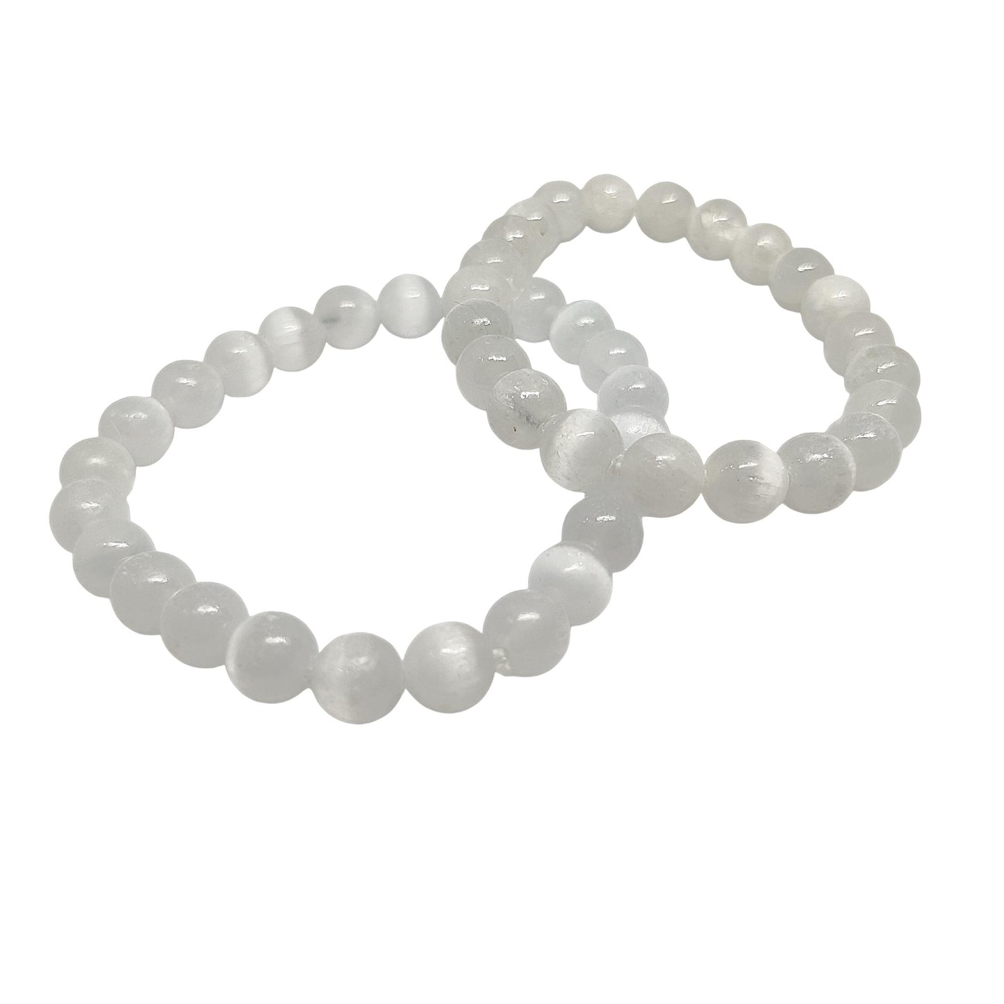 Selenite Bracelet | Natural Cleansing Crystal | Spiritual Clarity | Adjustable Stretch Fit | Selenite Beads Bracelet Gemstone | Balancing