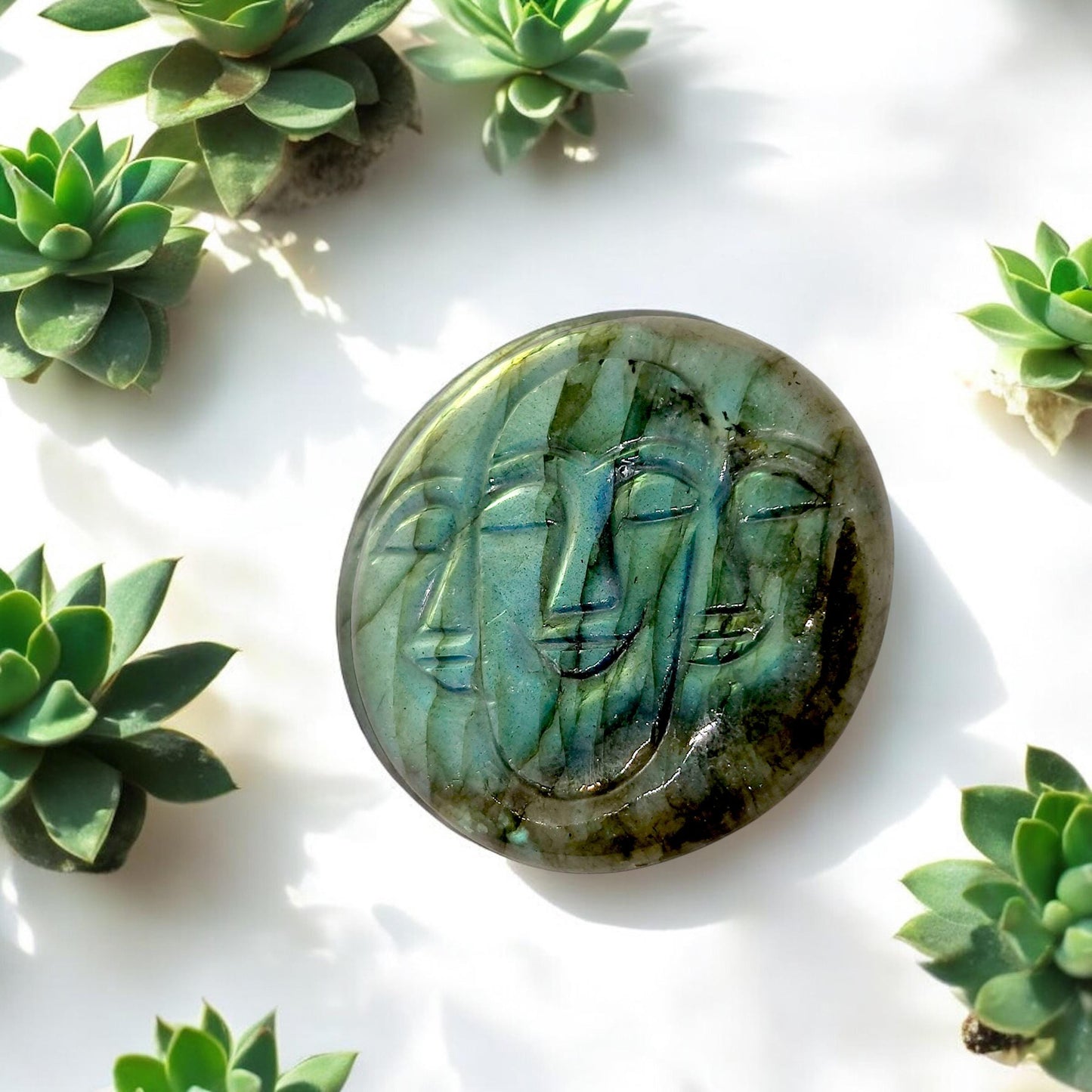 Labradorite Triple Face Carved Cabochon | Mystical Gemstone | Healing Crystal | Jewelry Making Supply | Unique Gift | Metaphysical Stone