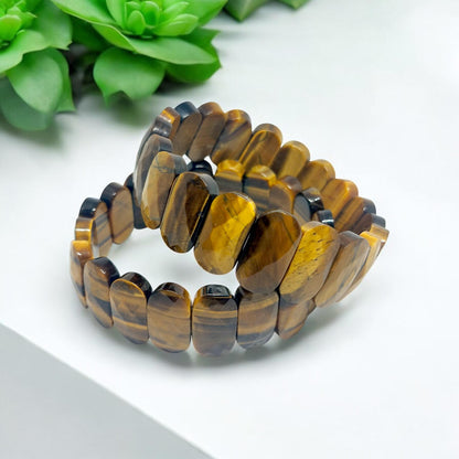 Yellow Tiger's Eye Bracelet - Oval Faceted Beads - Healing Crystal Jewelry - Handmade Adjustable Bracelet - Spiritual Gift for Women & Men