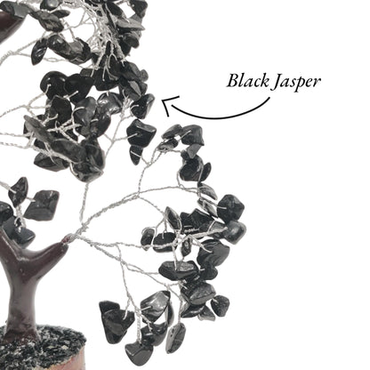 Natural Black Jasper Crystal Tree | 300 Stones | Healing Energy, Protection, and Positive Vibes | Unique Spiritual Gift | Gemstone Tree