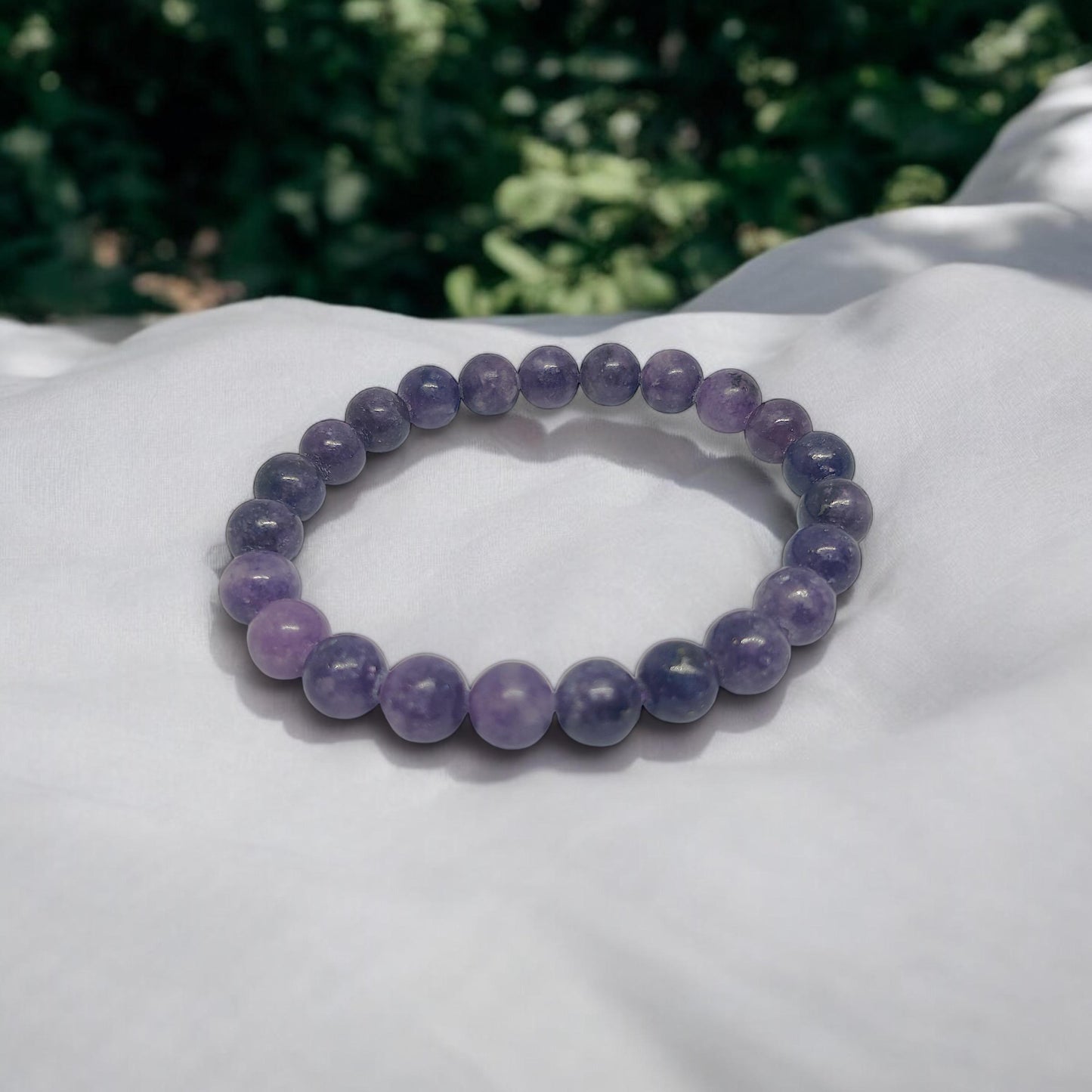 Lepidolite Bracelet | Natural Stress Relief Crystal | Emotional Balance | Adjustable Stretch Fit