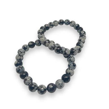 Snowflake Obsidian Bracelet | 8mm Natural Stone | Balance & Transformation | Adjustable Fit