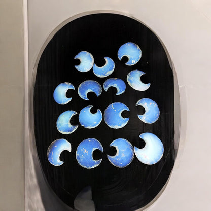 Loose Opalite Crescent Moon Pendants | Carved Moonstone Charms | Iridescent Opal Jewelry Making Supplies | Celestial Healing Crystals