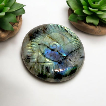 Flashy Labradorite Evil Eye Carved Bead | Protection Charm | Healing Crystal Jewelry Making | Unique Gift | Metaphysical Stone | Spiritual