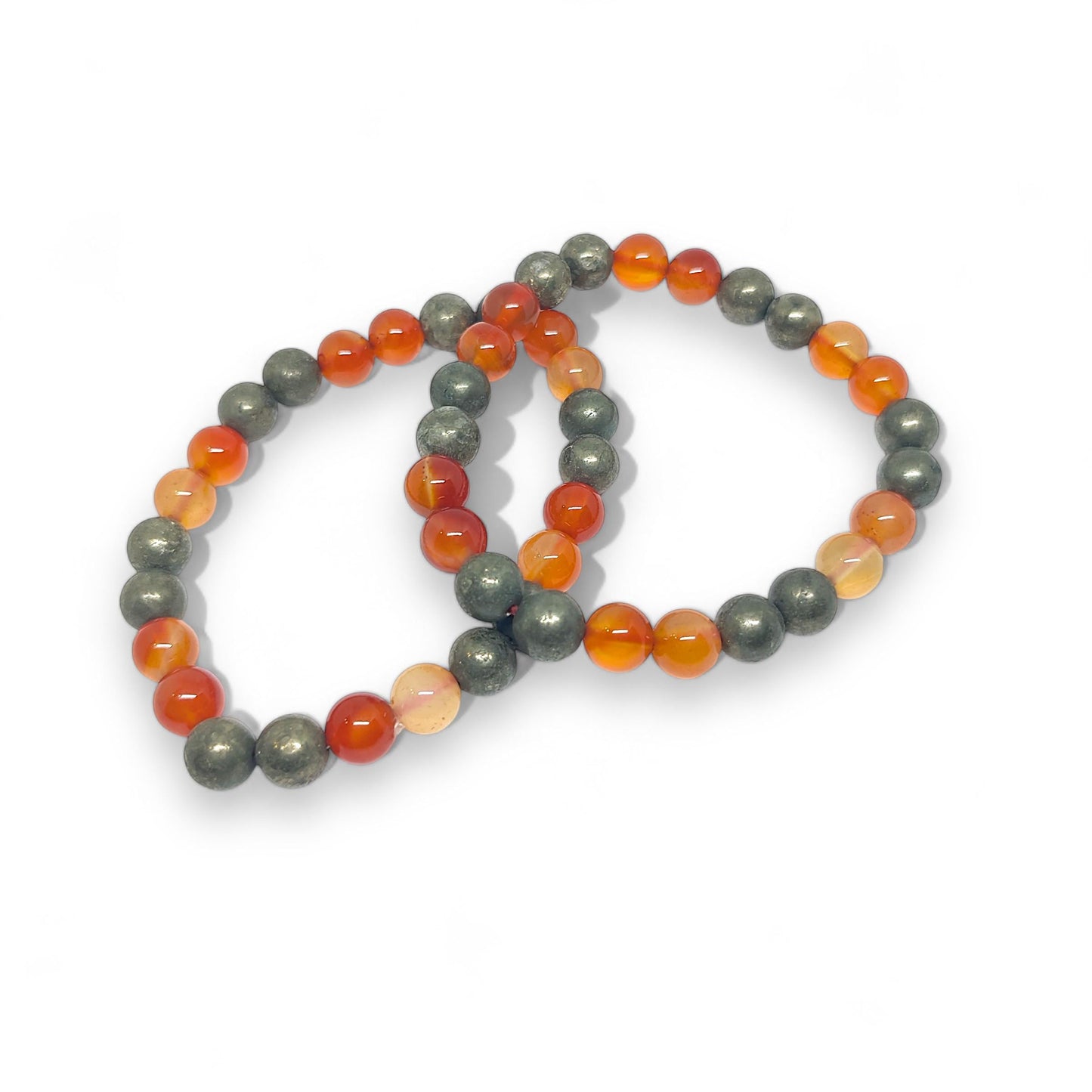 Carnelian with Pyrite Bracelet | Natural Energy Boost | Confidence & Prosperity | Adjustable Fit