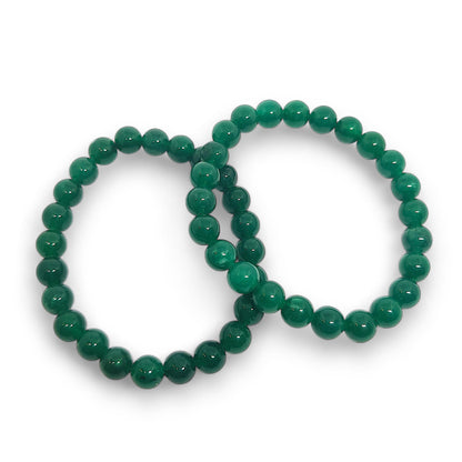 Green Jade Bracelet | Natural Healing Crystal | Luck & Prosperity | Adjustable Stretch Fit