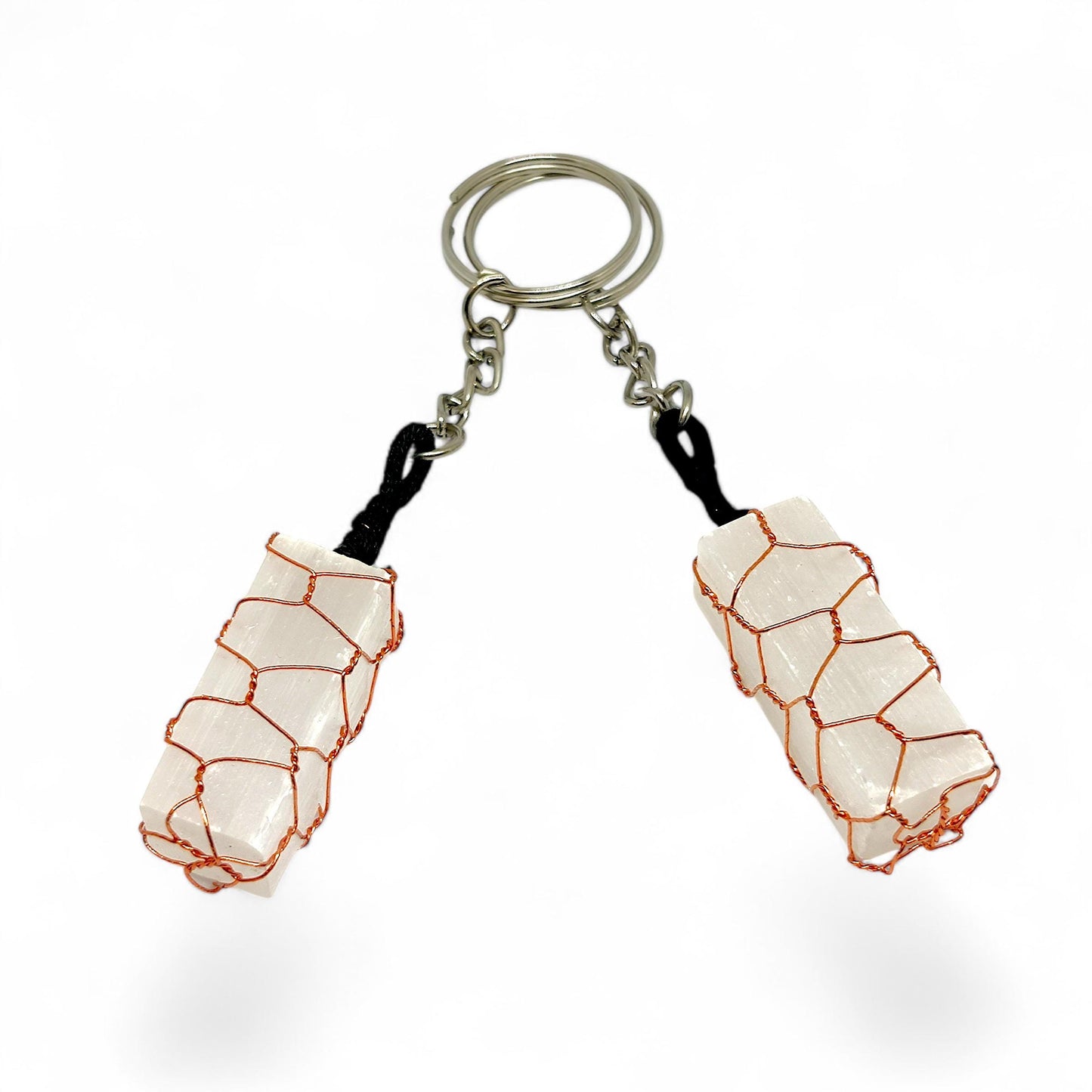 Selenite Crystal Keychain | Crystal Healing Keyring | Handmade Gemstone Accessory | Spiritual Gift | Natural Stone Decor | Unique Jewelry