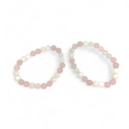 Moonstone and Rose Quartz Bracelet | 8mm Healing Crystal Jewelry | Love & Intuition | Healing Crystal