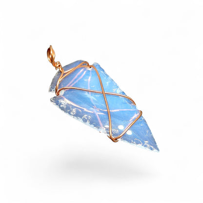 Opalite Arrowhead Necklace | Raw Crystal Pendant | Intuition Booster | Healing Stone Jewelry | Unique Gift | Opal | Opalite Gemstone Pendant