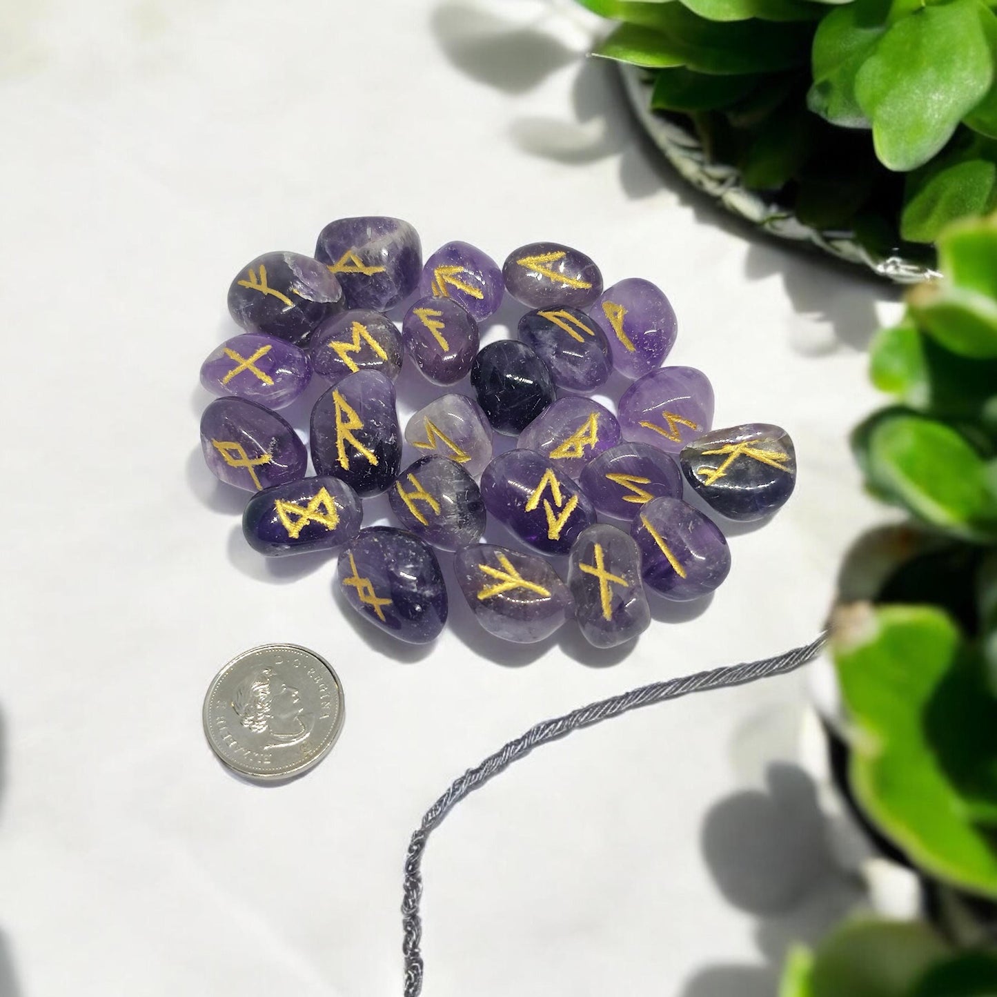 Amethyst Rune Stones Set | 25 Elder Futhark Runes | AAA Grade Crystal Divination Tools | Spiritual Gift