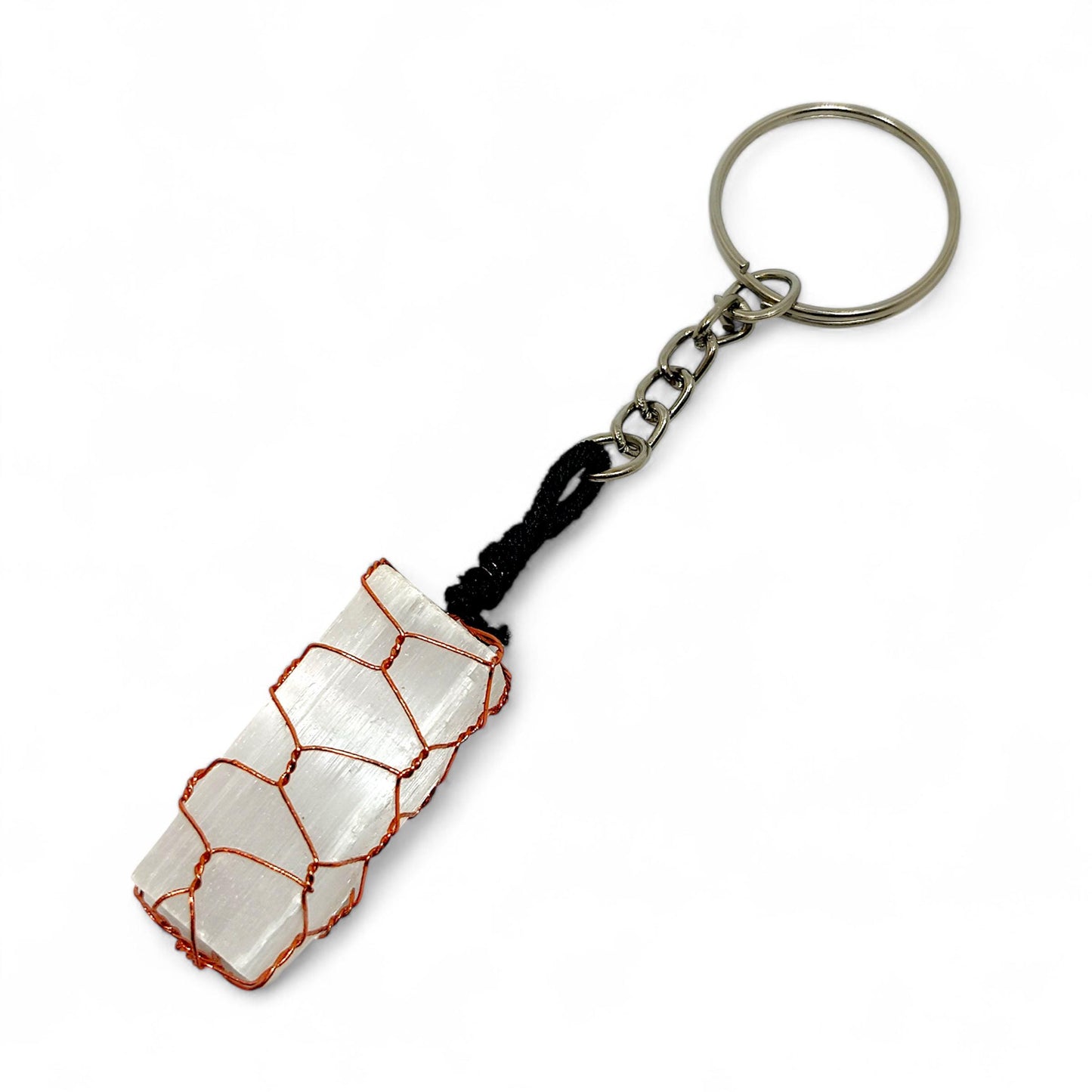 Selenite Crystal Keychain | Crystal Healing Keyring | Handmade Gemstone Accessory | Spiritual Gift | Natural Stone Decor | Unique Jewelry