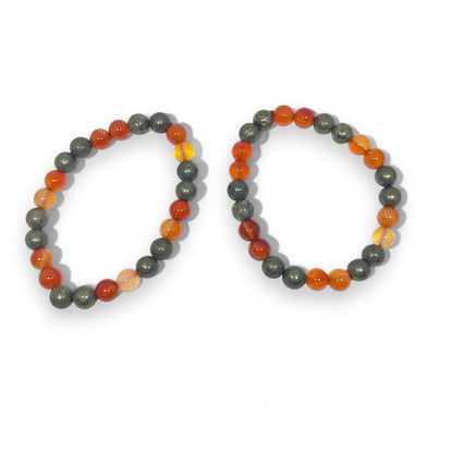 Carnelian with Pyrite Bracelet | Natural Energy Boost | Confidence & Prosperity | Adjustable Fit