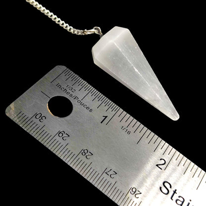 Selenite Faceted Pendulum | Crystal Dowsing Tool | Divination Instrument | Healing Stone | Meditation Aid | Spiritual Gift | Reiki Energy