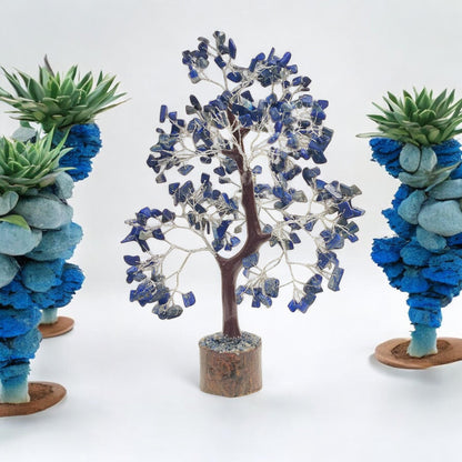 Lapis Lazuli Crystal Bonsai Tree | Handcrafted Gemstone Tree of Life | Wisdom & Inner Truth Decor | Third Eye Chakra Activator | Christmas