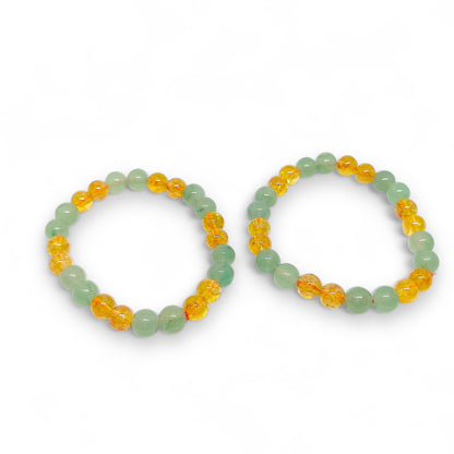 Green Aventurine and Citrine Bracelet | Prosperity & Luck | Natural Healing Stones | Stretch Fit