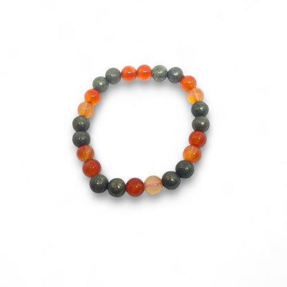 Carnelian with Pyrite Bracelet | Natural Energy Boost | Confidence & Prosperity | Adjustable Fit