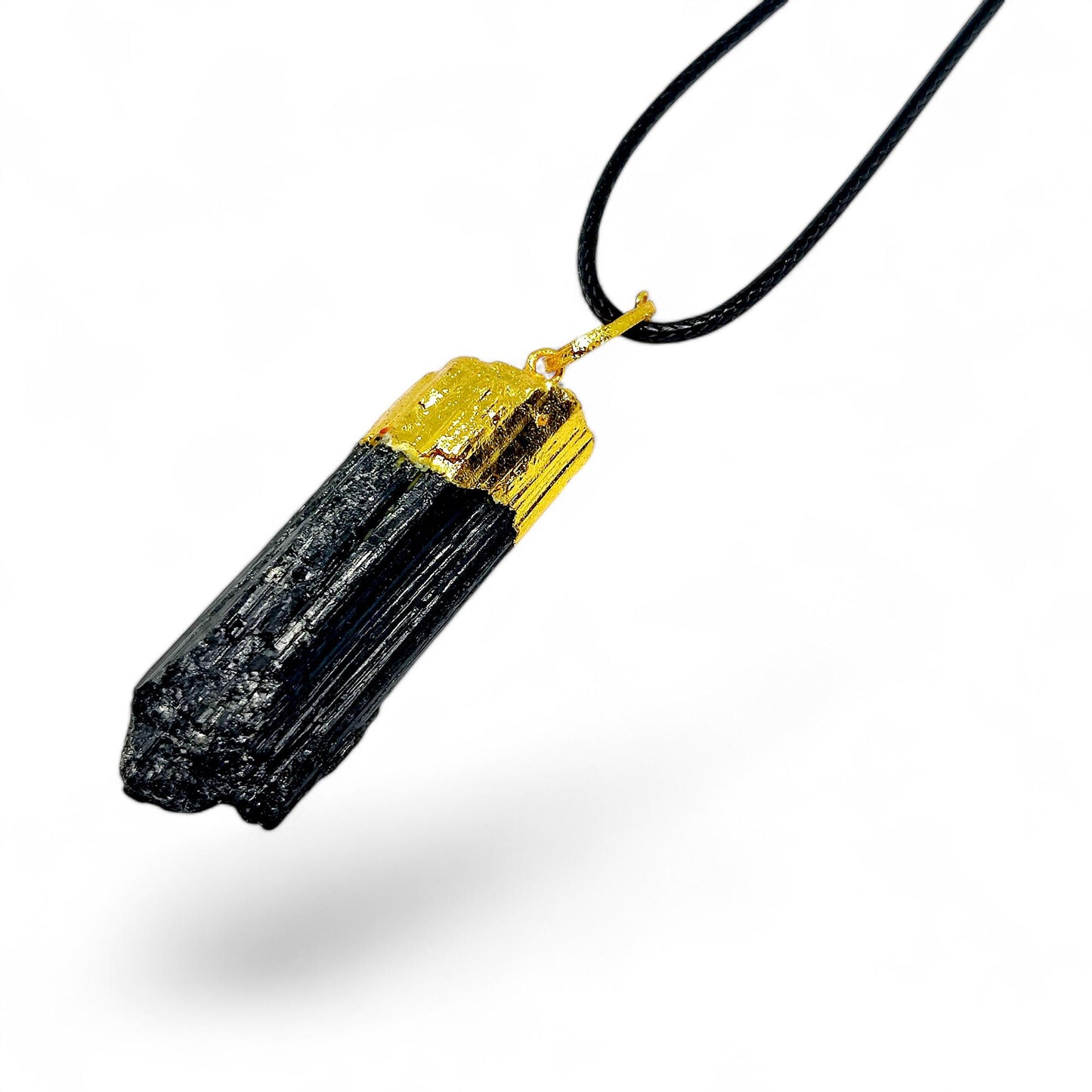 Black Tourmaline Raw Crystal Pendant | Electroplated Protection Stone | EMF Shield | Healing Energy Necklace | Grounding Jewelry | Spiritual