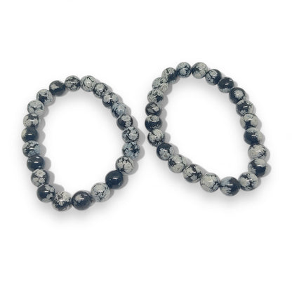 Snowflake Obsidian Bracelet | 8mm Natural Stone | Balance & Transformation | Adjustable Fit