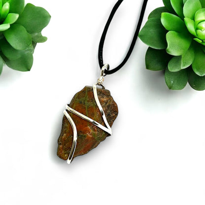 Fancy Jasper Wire Wrapped Pendant | Natural Stone Necklace | Healing Crystal Jewelry